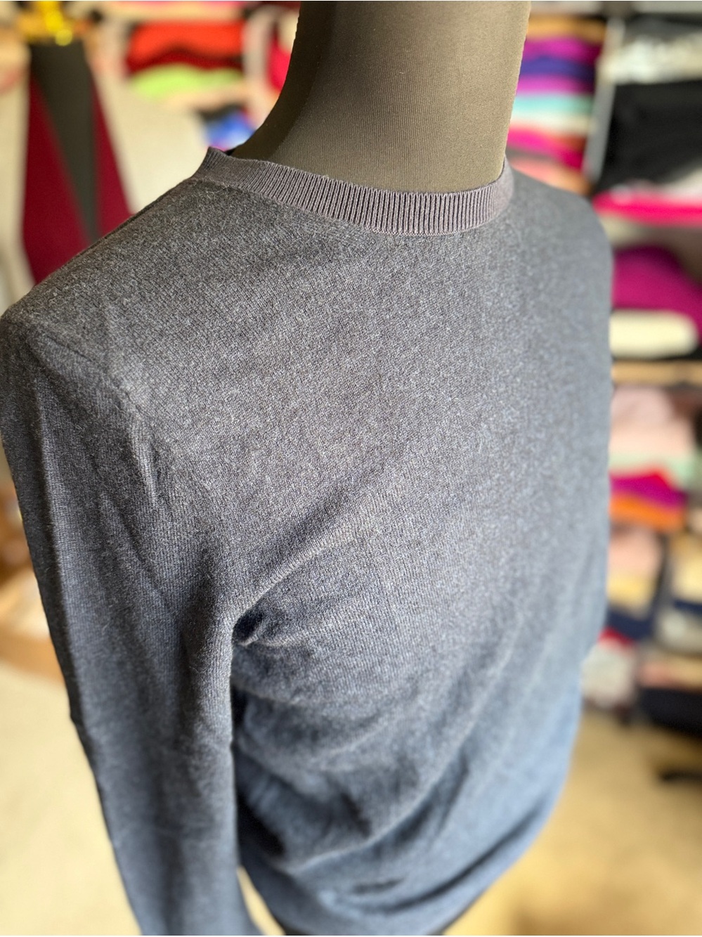 COS Men's Crewneck Sweater in Dark Charcoal. Yak, Wool, Cotton